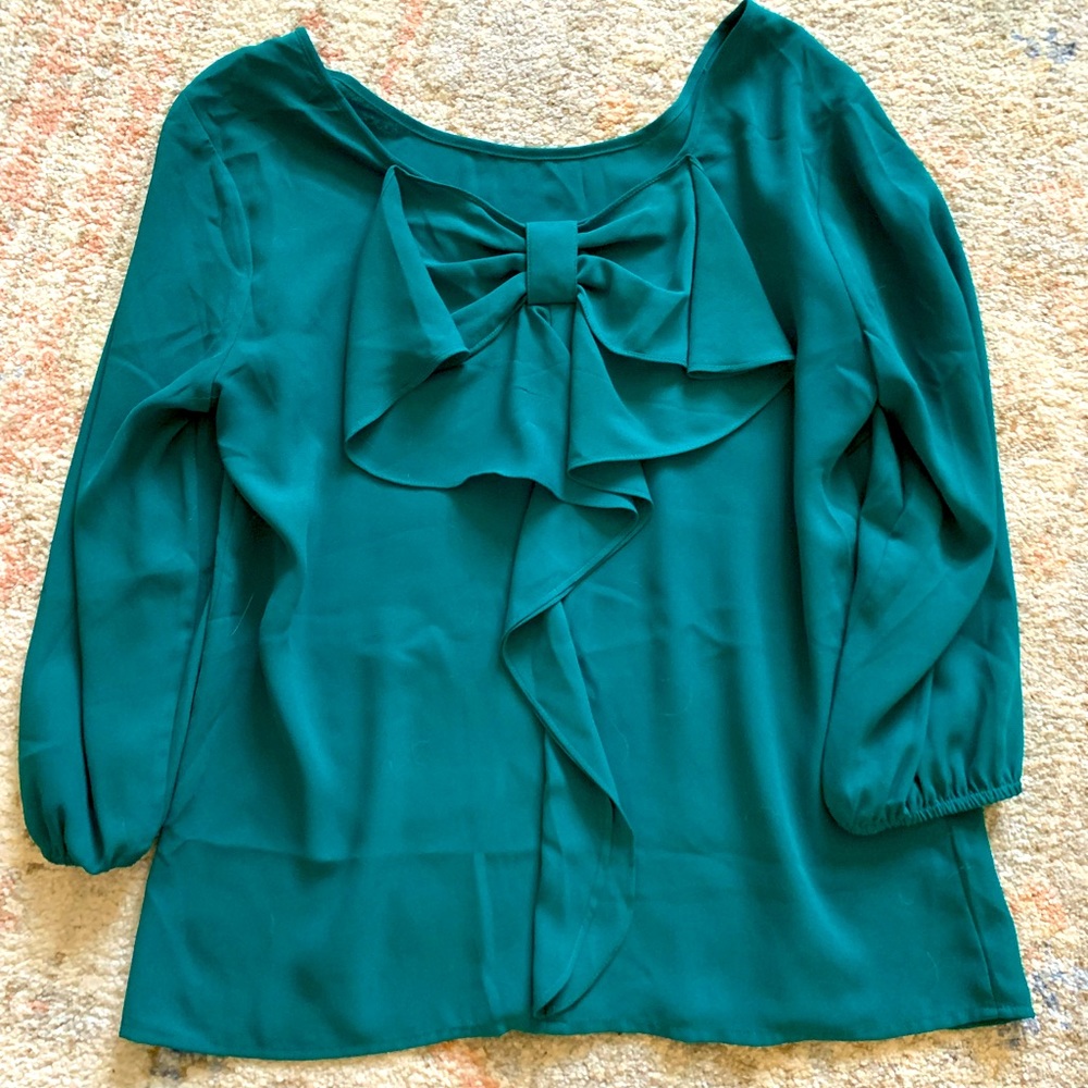 Teal, 3/4 sleeve blouse, size small